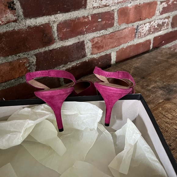 J.Crew kitty heel suede sling back Coulette pumps size 8 1/2 fresh berry nwt - Picture 3 of 5